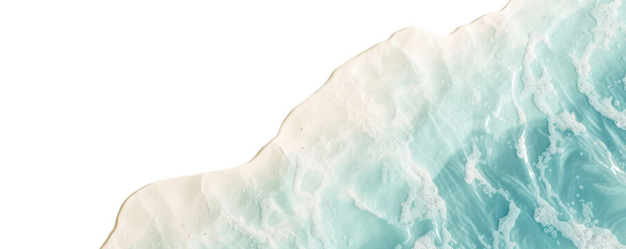 Top view waves on the sand beach summer holiday vacation concept. isolated on white and transparent background