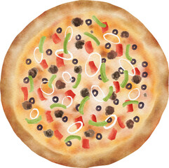 Pizza Isolate Watercolor Illustration