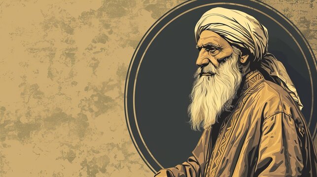 Al Farabi Also Known As Alpharabius Philosopher Illustration, Empty Space for Text or Quote, Islamic Golden Age - Second Teacher