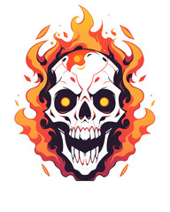 Fototapeta premium T-shirt design, angry fire skull monster character isolated on transparent background. PNG file, Generative AI image