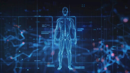 A detailed holographic image of the showcasing its layers and functions and demonstrating how it protects the body and maintains temperature regulation.
