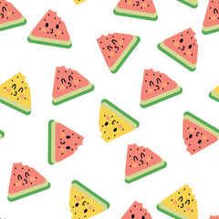 Seamless pattern with cute cartoon watermelon fruit for fabric print, textile, gift wrapping paper. children's colorful vector, flat style