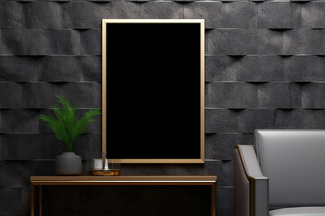 Black picture frame on the texture wall