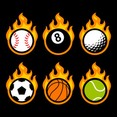 BALLS VECTOR WITH FLAMES