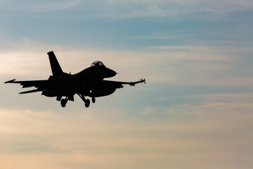 着陸態勢の戦闘機