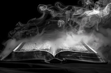 a book with smoke coming out of