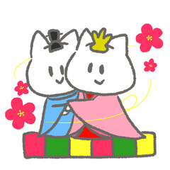ネコちゃんのひなまつりイラスト