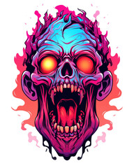 Fototapeta premium T-shirt design, angry skull ghost face monster face character isolated on transparent background. PNG file, Generative AI image