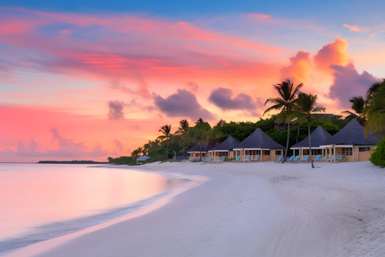 Mesmerizing Sunset View of Hn Beach with Crystal Clear Waters and Soft White Sands