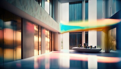 the abstract blurred beautiful interior of lobby reception condominium background