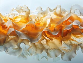 Generative AI : swaying kelp seaweed isolated on white background. - obrazy, fototapety, plakaty