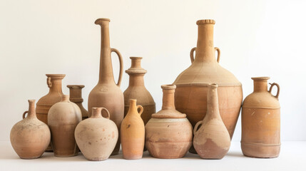Fototapeta na wymiar A collection of various sized clay amphorae a popular vessel for fermentation in biodynamic winemaking due to its porous nature and ability to facilitate a natural and slow