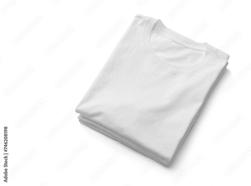 Poster Folded T-Shirt mockup template, PNG transparency with shadow