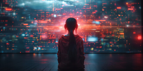 child faced with an avalanche of digital information