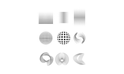 Abstract 3D halftone design elements collection vector