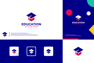 education logo , hat , smart , logo design template.