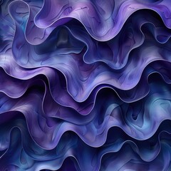 Blue and purple waves visually intertwine in an abstract painting. - obrazy, fototapety, plakaty