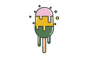 Ice Cream Retro Sticker Design