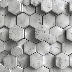 Numerous white hexagonals assembled closely together in a compact formation.
