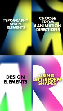 Vertical Typography Shape Elements with 4 Animations