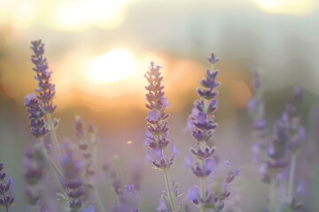 Sunset Glow Amidst Blooming Lavenders