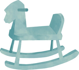 Rocking horse Baby toy watercolor