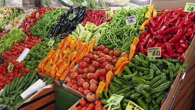  fruit stall at local market in Istanbul 