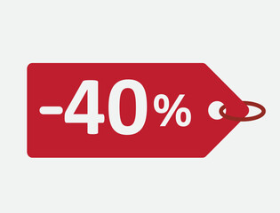 40% discount red label. for sale. promotion. special offer promotion. discount percentage. vector flat design. fourty percent off