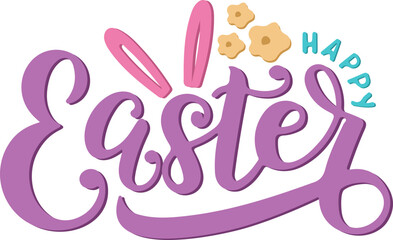Fototapeta na wymiar Illustrative Handwritten Happy Easter Typography
