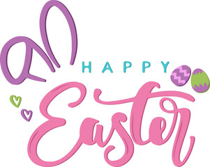 Obraz premium Illustrative Handwritten Happy Easter Typography