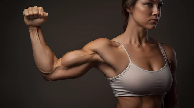 Woman Flexing Biceps Muscle