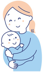 赤ちゃんを抱っこする若い母親