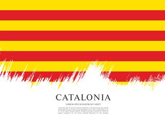 Flag of Catalonia vector illustration - obrazy, fototapety, plakaty