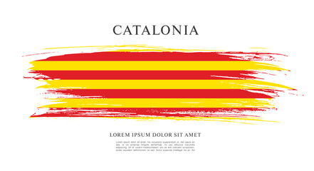 Flag of Catalonia vector illustration - obrazy, fototapety, plakaty