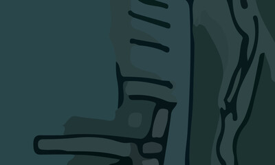 Aesthetic abstract composition with much unique combination of shapes and green colors