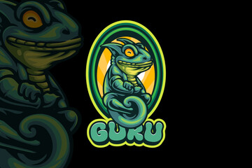Fototapeta premium chameleon guru with meditation mascot logo design for professional company business