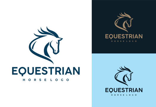 luxury horse head logo design Vector illustration