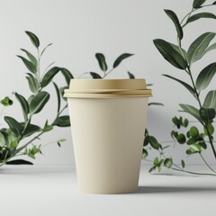 A plastic coffee cup is suitable for creating mockups for various designs.