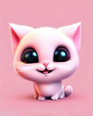 3D Cute smile little kitty