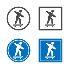 vector set of skate, skateboard, skating place, skating sport, pictogram