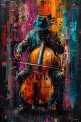 Obraz na płótnie Canvas Modern Interpretation of a Cello Player in Abstract Style