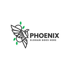 Vector Logo Illustration Phoenix Line Art Style