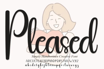 Handmade vector calligraphy tattoo alphabet with numbers