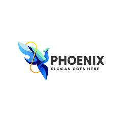 Vector Logo Illustration Phoenix Gradient Colorful Style