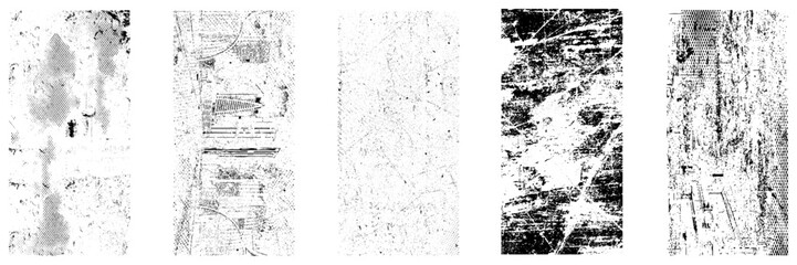 Abstract grunge distressed wall texture overlay background set.