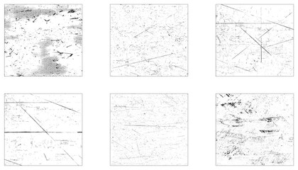 Collection of six grunge texture. Distressed grunge texture background set vector.
