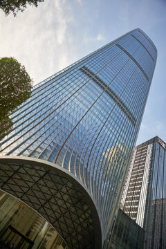 SHENZHEN, CHINA - MAY 28, 2014: view of KK100 skyscraper at daytime.