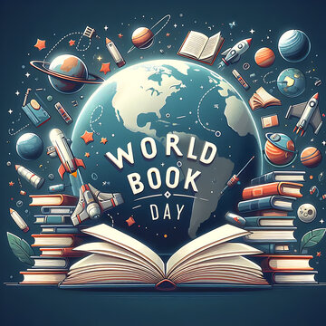 World Book Day illustration, World Book Day concept background, Generative AI