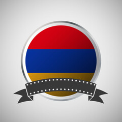 Vector Armenia Round Flag Banner Vector Illustration