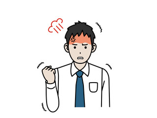 激怒、怒る若い会社員の男性のイラスト